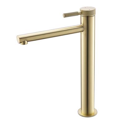 China Gold Modern Big Brass Design Single Handle Hot And Cold Water Faucet Bathroom Basin Faucet For Sink for sale