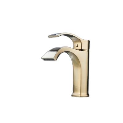 China Modern Hot Selling New Style Multifunctional Gold Waterfall Single Handle Basin Faucet For Bathroom for sale