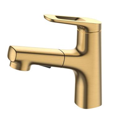 China Modern Basin Bathroom Sink Hot And Cold Water Mixer Pull Out Brass Basin Faucet Waterfall Faucet for sale