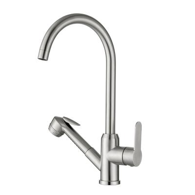 China New Style Stainless Steel Modern Kitchen Faucet Hot Cold Water Flexible Hose Pull Out Kitchen Faucet for sale