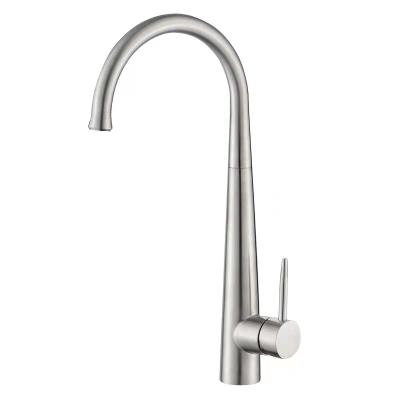 China Modern 304 Stainless Steel Single Appearance Kitchen Mixer Brushed Single Handle Kitchen Faucet for sale