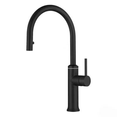 China Modern Unique Appearance Single Handle Black Kitchen Mixer Pull Down Sprayer Kitchen Faucet for sale