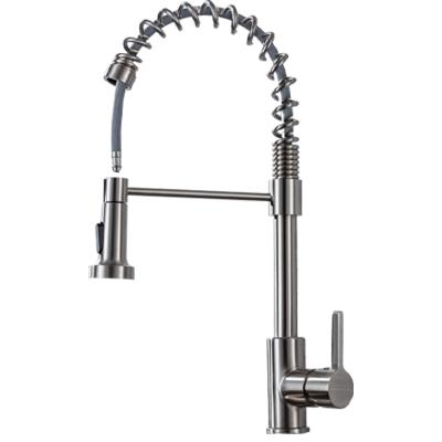 China Modern Hot And Cold Water 304 Stainless Steel Kitchen Sink Faucet Brushed Faucet Kitchen Commercial Mixer Taps for sale