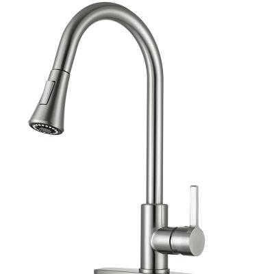 China Modern 304 stainless steel kitchen pull down faucet hot&cold washbasin sink faucet for sale