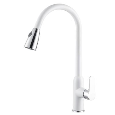 China Hot And Cold Commercial Single Tap Modern High Quality White Handle Kitchen Mixer Tap Kitchen Sink Faucet for sale