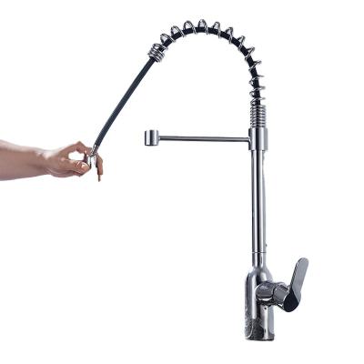 China Contemporary 304 Stainless Steel Hot And Cold Water Sink Tap Single Hole Pull Out Faucet For Kitchen for sale