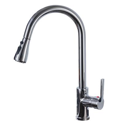 China Modern stainless steel kitchen pull down faucet hot&cold washbasin sink faucet for sale