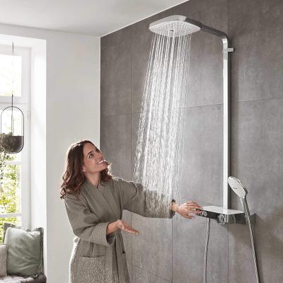 China With European Slide Bar Shower Column With Thermostatic Faucet Mixer Bathroom Rain Bath Shower Sets for sale