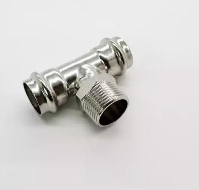 중국 Dvgw V Profile 304 Stainless Steel Press Fittings Male Threaded Tee 판매용