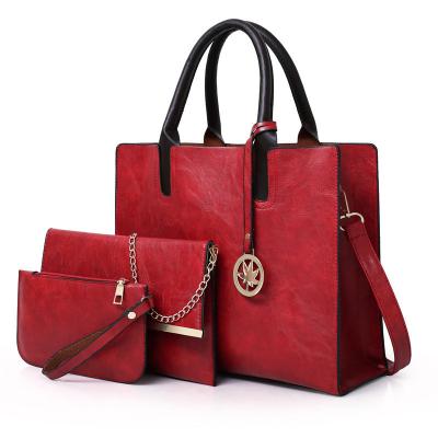 China Hot Selling Vegan Leather Handbag Set Purse And Handy Handbags Tote Bags For Ladies Shoulder Bags for sale