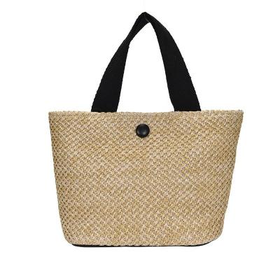 China Fashion Minissimi Brand Woman Straw Beach Bag Woven Beach Tote Bag For Women Solid Color for sale