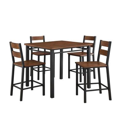 China Modern Kitchen Furniture Industrial Rustic Metal Dining Room Table Set With 4 Chairs for sale