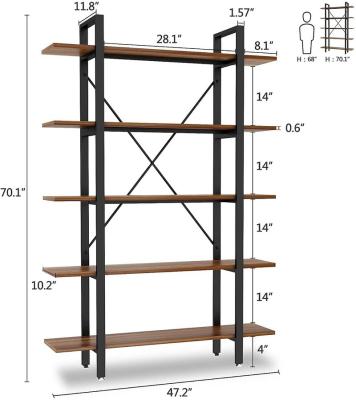 China (Size) Adjustable Open 5-Tier Book Shelves for Display and Storage, Modern Simplicity Display Cabinet Book Case for Home Office Workstation for sale