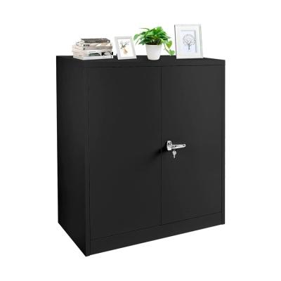 China Modern Lockable Steel Storage Cabinet Black Metal Storage Cabinet With Locking Doors for sale