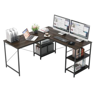 China Modern Simple L Shaped Computer Desk Writing Table Modern Office Desk With Metal Legs for sale