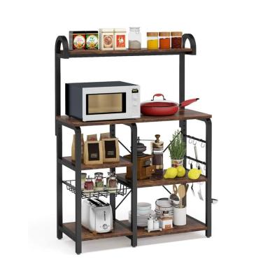 China Modern PANEL and Steel Frame Baker Style Kitchen Furniture Wood Shelf Storage Rack for Kitchen for sale