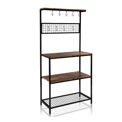 China Particle Board 4-Tier Metal Kitchen Bakers Rack, Rack Oven Stand with Mesh Panel, Storage Microwave Storage Workstation Organizer for sale