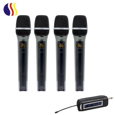 China Professional Handheld UHF Wireless Microphone 4 Channels Microphone Handheld Microphone Home UHF for sale