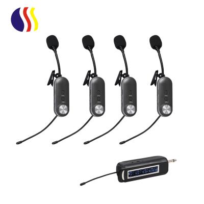 China Lavalier Microphone 4 Channel Lavalier Microphone For Interview Microphone Meeting Wireless Microphone for sale