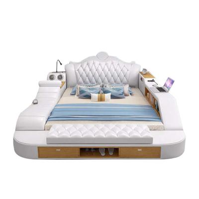 China White Modern Luxury Leather Bed (Other) Multiple Adjustable Smart Luxury Leather Bed Tatami Combinations Bed for sale