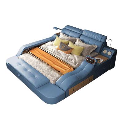 China Fashion Design Modern Multifunctional Tatami Storage Bed Smart Leather Upholstered Bed Set for sale