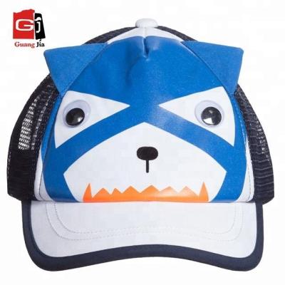 China COMMON Printing Foam And Mesh Kids Trucker Hat For Kids With Animation Eyes And Ears Wholesale Hats Made In China Canton Factory for sale