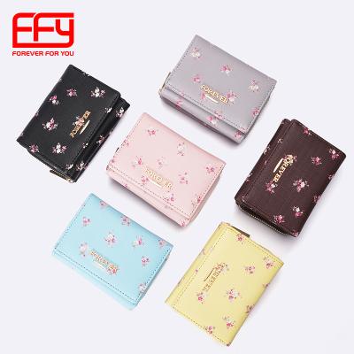 China 2021 New Arrival PU Leather Young Lady Fashion Lady Chest of Drawers Button Zipper Wallets for sale