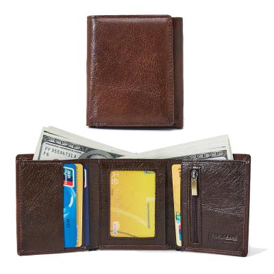 China No FFY Popular Men's Leather Rfid Blocking Triple Wallet With Zipper Pocket Card Wallet for sale