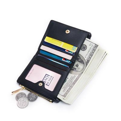 China Women Wallet Ladies Mini Zipper Coin Purse Card Holder Six Compact Short Color Bifold Anti-theft for sale