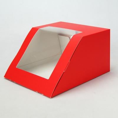 China Recycled Materials Wholesale Custom Luxury Red Papercap Window Snapback Gift Box Clear Sports Packaging for sale