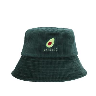 China 2021 Popular Winter Embroidery Logo Corduroy Bucket Hats Women Comfortable Custom Bucket Hats for sale