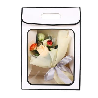 China Biodegradable Custom Flip Cover Open Window Box Toy Gift Flower Flower Window Carry Bag with Keepsake Gift Bag Packaging for sale