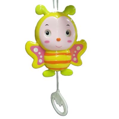 China Musical Bee Newborn ABS Cartoon Baby Gift Plastic Music Hanging Toy Infant Pull Ring Bed Bell Rattle Ring for sale