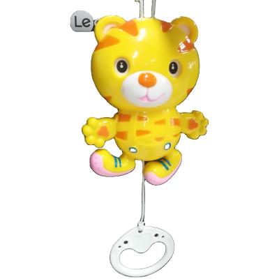 China Toddler ABS Cartoon Bell Toy Tiger Music Musical Traction Bell Animal Plastic String Sleeping Musical Traction Bell for sale