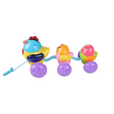 China ABS Baby Toddler Hen Cartoon Chick Train Toy Pull Toy Rope Pull Trailer Educational Toy for sale