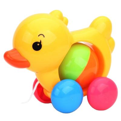 China Environmental Funny Newborn Toddler Toy Cute Duck Rattle Educational Toy Duck Baby Rattle Mobile Pull Rope Toy for sale