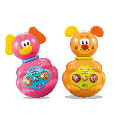 China Custom Lovely Cartoon Elephant Dog Baby Animal Plastic Music ABS Funny Early Educational Toy for sale