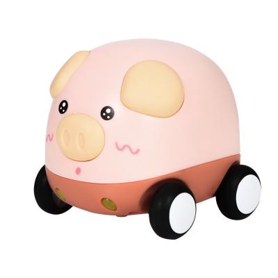 China ABS+TPR Cute Friction Powered Car Toy Car With Lights And Kids Music Animal Cartoon Toy Car for sale