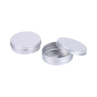 China Personal Care Cosmetics 50g Silver Round Aluminum Balm Jars Mini Tin Box for sale