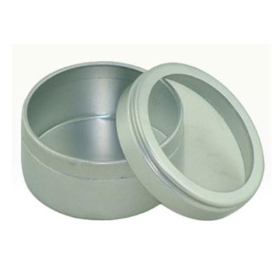 China Food Around Aluminum Tin Can With Clear Pvc Window Candy Tin for sale