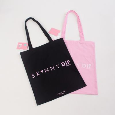 China Who respects the environment; Recyclable; Reusable Pink Black Canvas Tote Shopping Bags With Logos Quality Reusable Eco Friendly White Customs Fine Cotton Printed for sale