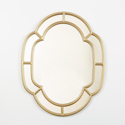 China Decorative Mirror Gold Frame Art Decor Retro Living Room Oval Wall Hanging Mirror for sale