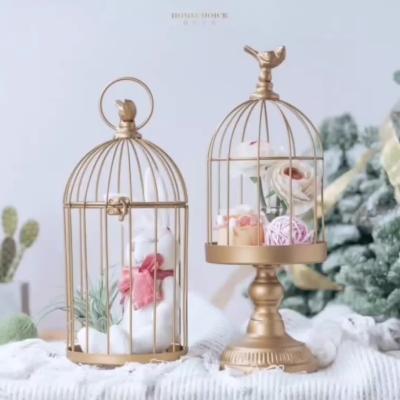 China Classic Home Decoration Metal Gold Birdcage Candle Holder for Wedding and Christmas Holidays for sale