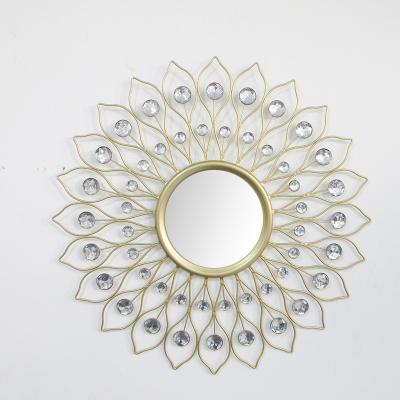 China 2022 Traditional Gold Round Circle Decorative Wall Mirrors Living Room Mirror Bathroom Mirrors for sale