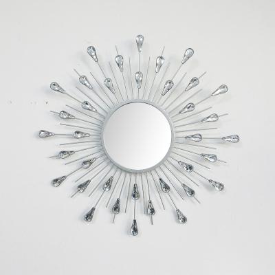 China 2022 Traditional Round Silver Decorative Wall Mirrors Living Room Acrylic Mirror Wall Mirror Decoration for sale