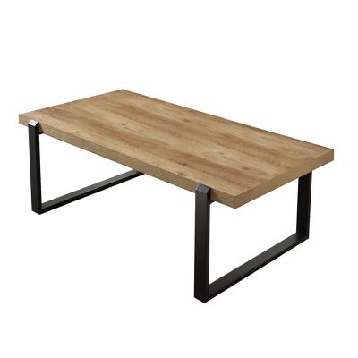 China Modern Rustic Chinese 47.2 Inch Tea Table Rectangle Metal And Wood Coffee Table For Living Room for sale