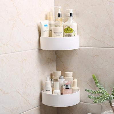 China New Sustainable Type Strong Suction Cup Storage Wall Shelf For Bathroom Triangular Plastic Shelf for sale