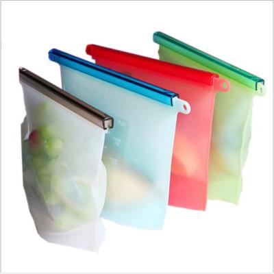 China Reusable Eco-Friendly Silicone Fridge Zip Lock Vacuum Sandwich Fresh Food Snack Storage Viable Leak-Proof Fresh Food Storage Bag for sale