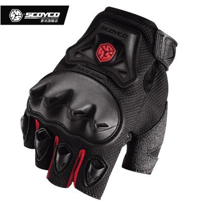 China Polyester+Fabric SCOYCO Summer Half Finger Motorcycle Gloves Outdoor Knight Knitted Gloves MC29D Man Riding Woman for sale