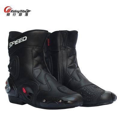 China Tribe Cylinder Rubber Riding Windproof Leather Medium Motorcycle Boots Knight Riding Shoes Motorcycle Riding Shoes Motor Boots for sale